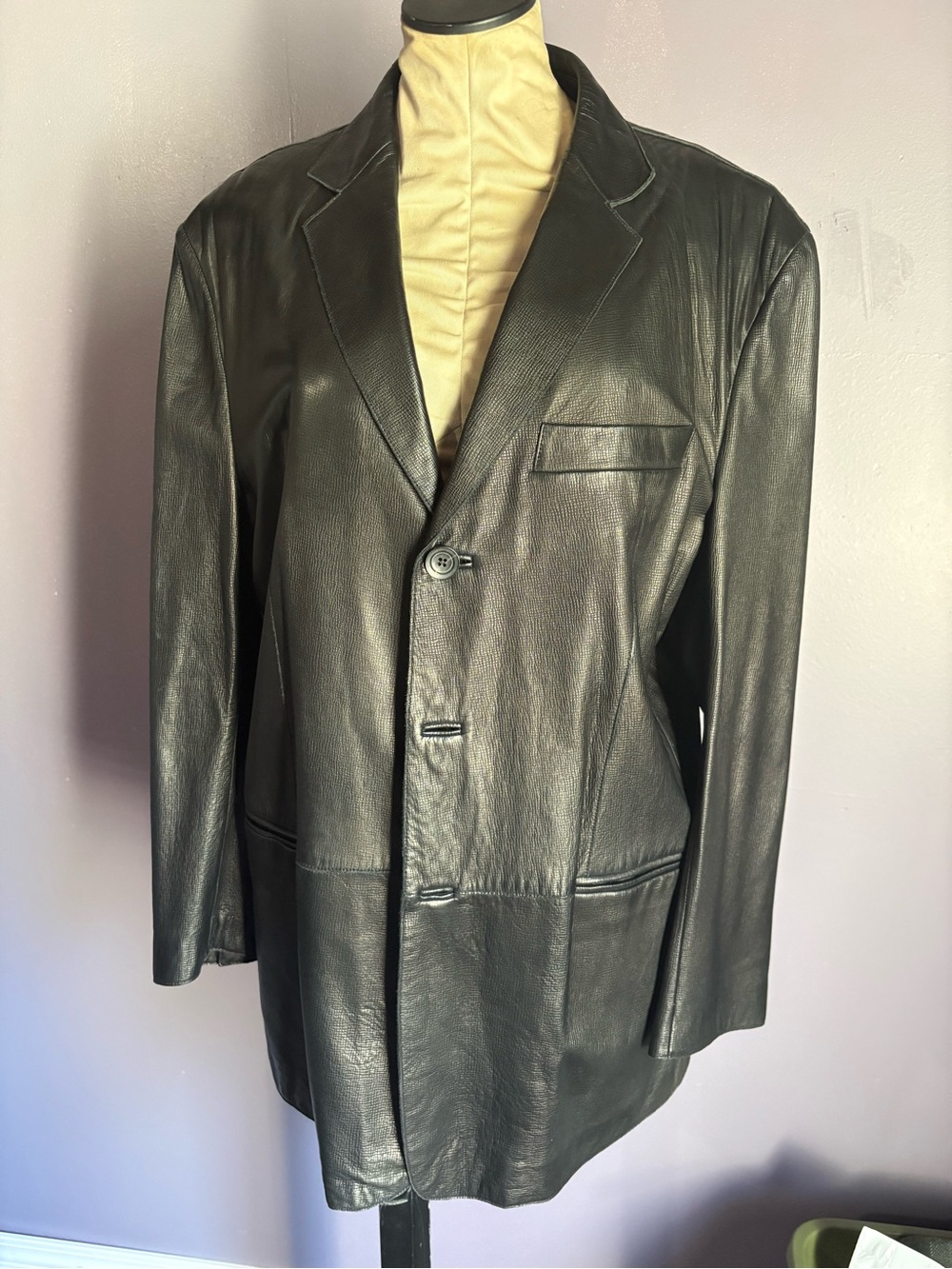 Armani Collezioni Black Leather Sport Coat